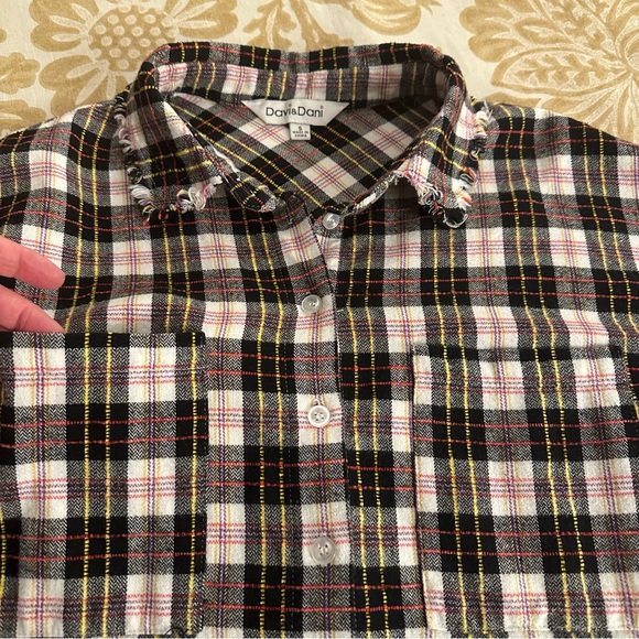 Davi & Dani Fringed Edge Oversized Flannel Shirt - Picture 10 of 11